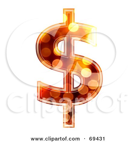 Royalty-Free (RF) Clipart Illustration of a Sparkly Symbol; Dollar by chrisroll