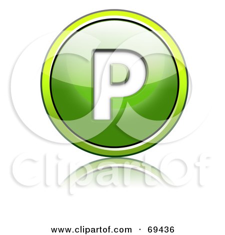 Royalty-Free (RF) Clipart Illustration of a Shiny 3d Green Button; Capital P by chrisroll
