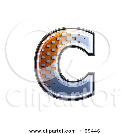 Royalty-Free (RF) Clipart Illustration of a Metal Symbol; Lowercase c by chrisroll