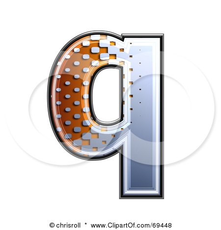 Royalty-Free (RF) Clipart Illustration of a Metal Symbol; Lowercase q by chrisroll