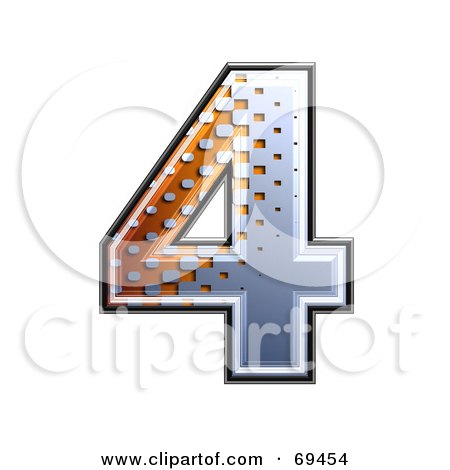 Royalty-Free (RF) Clipart Illustration of a Metal Symbol; Number 4 by chrisroll
