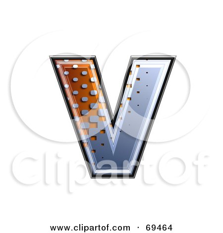 Royalty-Free (RF) Clipart Illustration of a Metal Symbol; Lowercase v by chrisroll