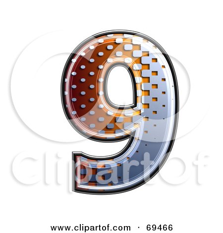 Royalty-Free (RF) Clipart Illustration of a Metal Symbol; Number 9 by chrisroll