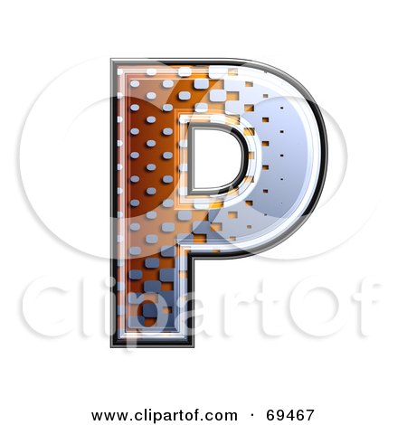 Royalty-Free (RF) Clipart Illustration of a Metal Symbol; Capital P by chrisroll