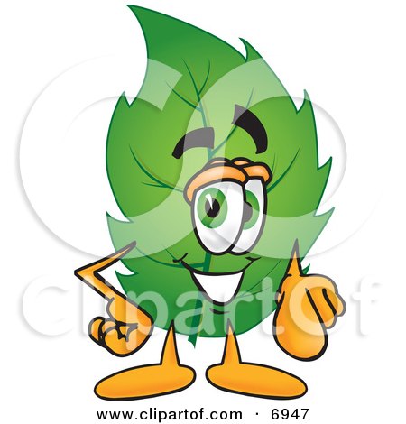 Clipart Picture of a Leaf Mascot Cartoon Character Pointing at the Viewer by Mascot Junction