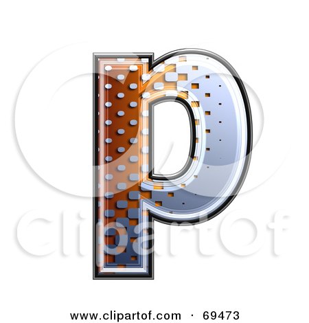 Royalty-Free (RF) Clipart Illustration of a Metal Symbol; Lowercase p by chrisroll