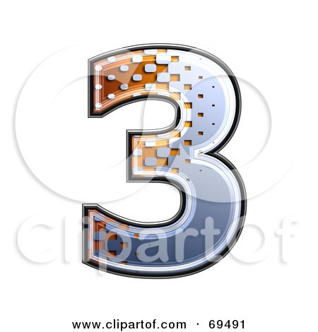 Royalty-Free (RF) Clipart Illustration of a Metal Symbol; Number 3 by chrisroll