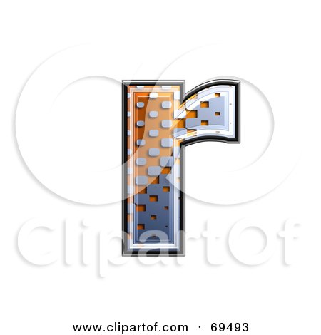Royalty-Free (RF) Clipart Illustration of a Metal Symbol; Lowercase r by chrisroll