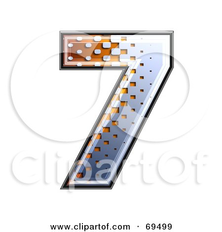 Royalty-Free (RF) Clipart Illustration of a Metal Symbol; Number 7 by chrisroll