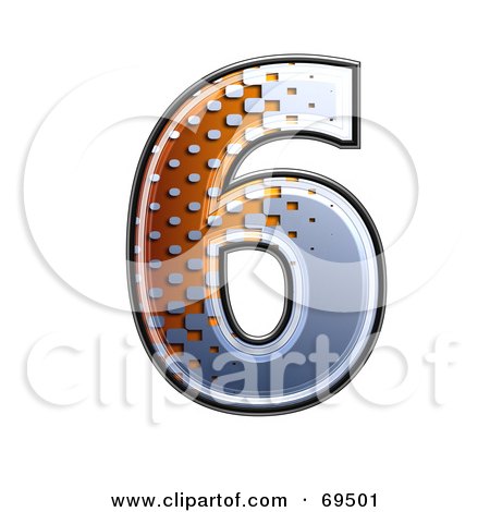 Royalty-Free (RF) Clipart Illustration of a Metal Symbol; Number 6 by chrisroll