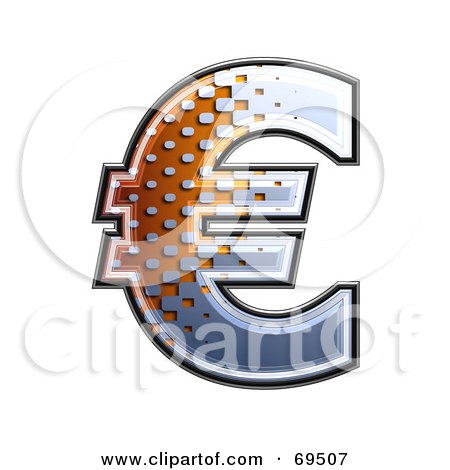 Royalty-Free (RF) Clipart Illustration of a Metal Symbol; Euro by chrisroll