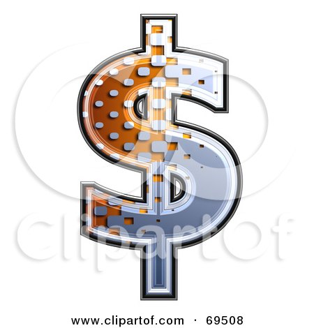 Royalty-Free (RF) Clipart Illustration of a Metal Symbol; Dollar by chrisroll