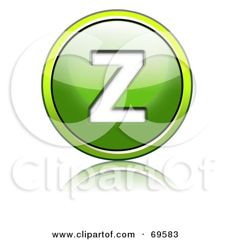 Royalty-Free (RF) Clipart Illustration of a Shiny 3d Green Button; Capital Z by chrisroll