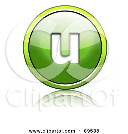 Royalty-Free (RF) Clipart Illustration of a Shiny 3d Green Button; Lowercase u by chrisroll