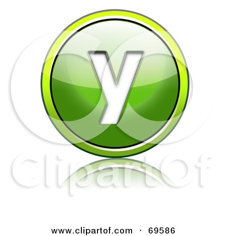 Royalty-Free (RF) Clipart Illustration of a Shiny 3d Green Button; Lowercase y by chrisroll