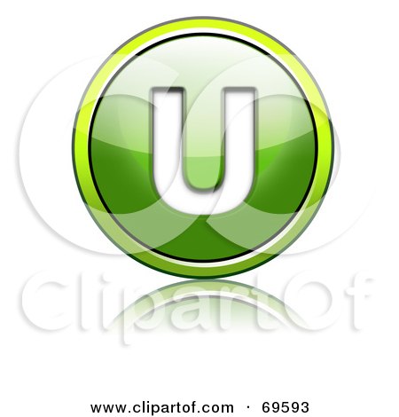 Royalty-Free (RF) Clipart Illustration of a Shiny 3d Green Button; Capital U by chrisroll