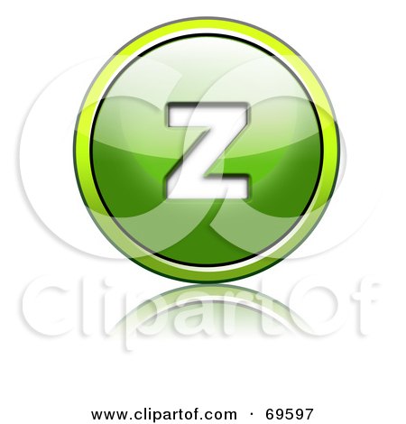 Royalty-Free (RF) Clipart Illustration of a Shiny 3d Green Button; Lowercase z by chrisroll