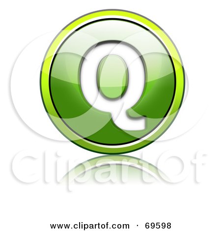 Royalty-Free (RF) Clipart Illustration of a Shiny 3d Green Button; Capital Q by chrisroll
