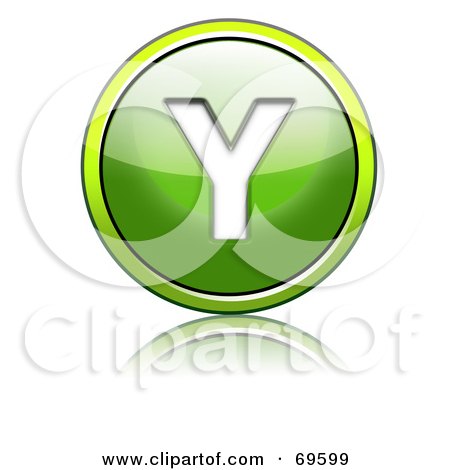 Royalty-Free (RF) Clipart Illustration of a Shiny 3d Green Button; Capital Y by chrisroll