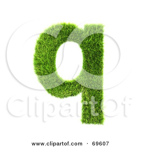 Royalty-Free (RF) Clipart Illustration of a Grassy 3d Green Symbol; Letter Q by chrisroll