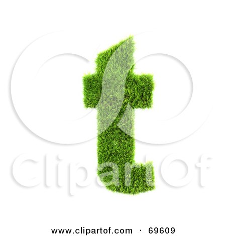Royalty-Free (RF) Clipart Illustration of a Grassy 3d Green Symbol; Letter T by chrisroll