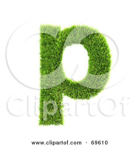 Royalty-Free (RF) Clipart Illustration of a Grassy 3d Green Symbol; Letter P by chrisroll