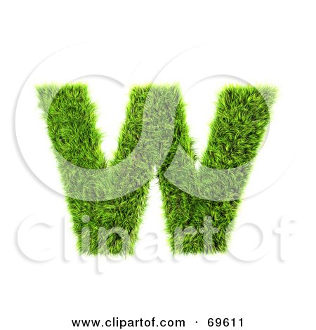 Royalty-Free (RF) Clipart Illustration of a Grassy 3d Green Symbol; Letter W by chrisroll
