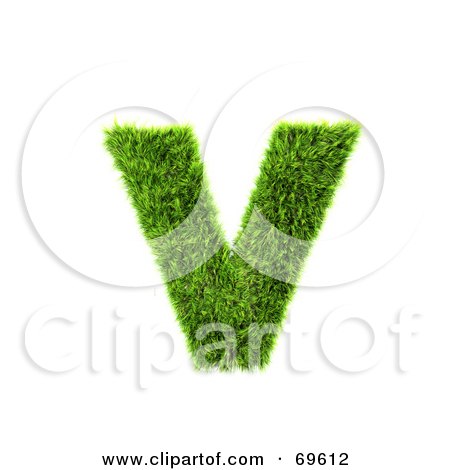 Royalty-Free (RF) Clipart Illustration of a Grassy 3d Green Symbol; Letter V by chrisroll