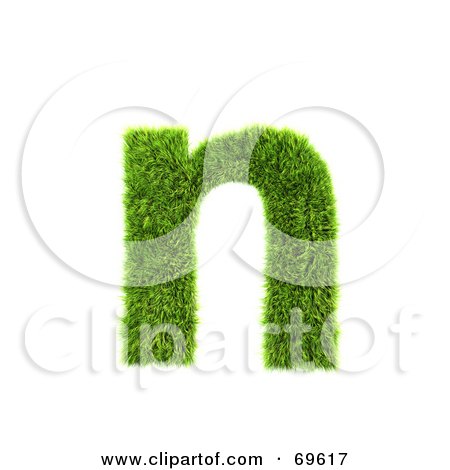 Royalty-Free (RF) Clipart Illustration of a Grassy 3d Green Symbol; Letter N by chrisroll