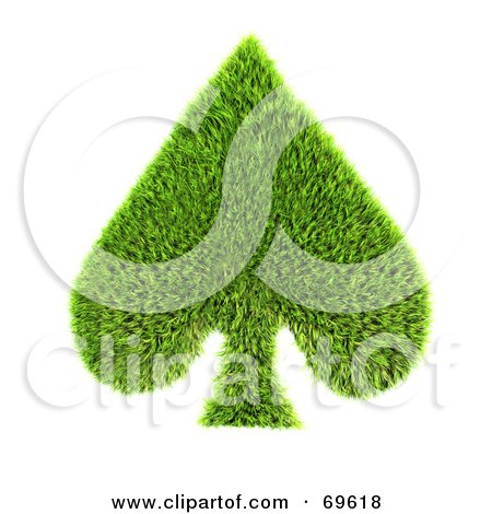 Royalty-Free (RF) Clipart Illustration of a Grassy 3d Green Symbol; Spade by chrisroll