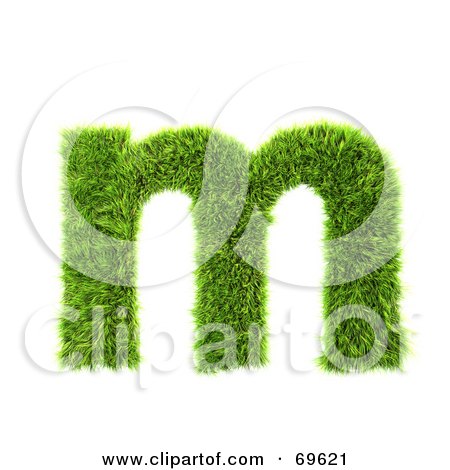 Royalty-Free (RF) Clipart Illustration of a Grassy 3d Green Symbol; Letter M by chrisroll