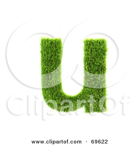Royalty-Free (RF) Clipart Illustration of a Grassy 3d Green Symbol; Letter U by chrisroll
