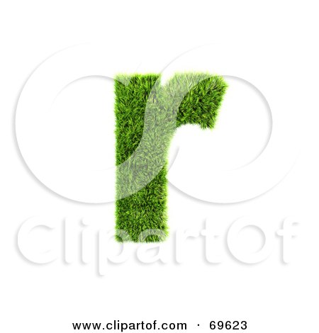 Royalty-Free (RF) Clipart Illustration of a Grassy 3d Green Symbol; Letter R by chrisroll
