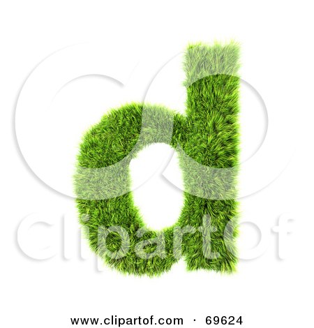 Royalty-Free (RF) Clipart Illustration of a Grassy 3d Green Symbol; Letter D by chrisroll