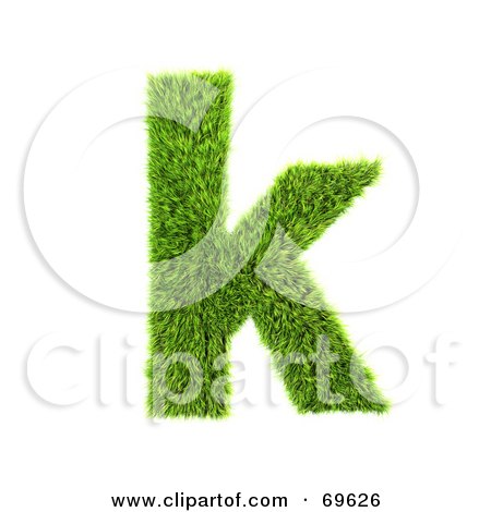 Royalty-Free (RF) Clipart Illustration of a Grassy 3d Green Symbol; Letter K by chrisroll