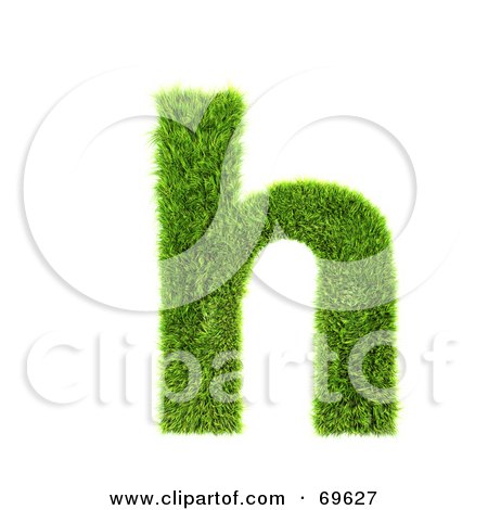 Royalty-Free (RF) Clipart Illustration of a Grassy 3d Green Symbol; Letter H by chrisroll