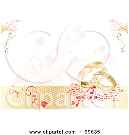 Royalty-Free (RF) Clipart Illustration of a Wedding Background With Vines And Gold Rings by MilsiArt