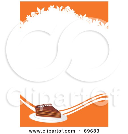 Royalty-Free (RF) Clipart Illustration of a Slice Of Pumpkin Pie With Orange Bars And Leaf Shapes Around White Space by MilsiArt