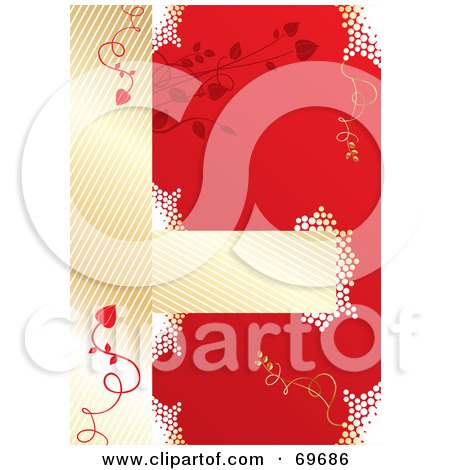 Royalty-Free (RF) Clipart Illustration of a Red And Gold Bridal Background With Vines And White Dots by MilsiArt