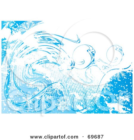 Royalty-Free (RF) Clipart Illustration of a Blue And White Icy Snowflake Background - Version 3 by MilsiArt