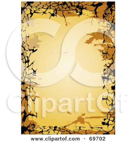 Royalty-Free (RF) Clipart Illustration of an Orange Background Bordered With Black And Dark Orange Grunge by MilsiArt