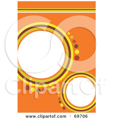 Royalty-Free (RF) Clipart Illustration of an Orange Background With Yellow And Brown Circles And Text Space by MilsiArt