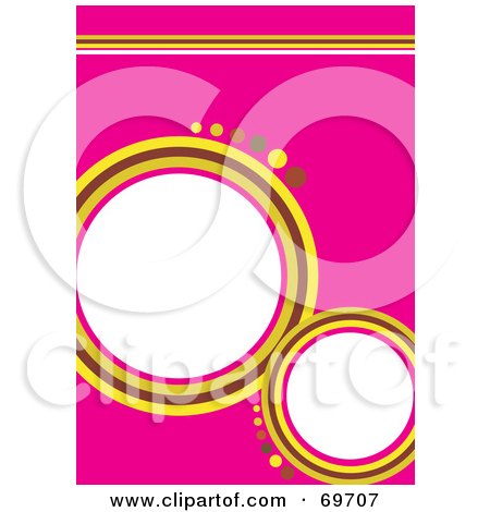 Royalty-Free (RF) Clipart Illustration of a Pink Background With Yellow Circles Around Text Spaces by MilsiArt