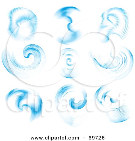 Royalty-Free (RF) Clipart Illustration of a Digital Collage Of White And Blue Water Swirls by MilsiArt