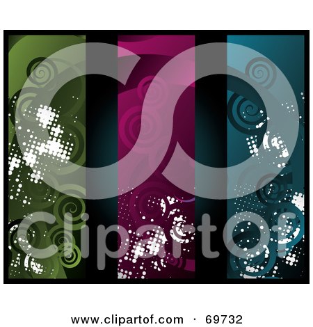 Royalty-Free (RF) Clipart Illustration of a Digital Collage Of Dark Swirl Grunge Banners - Version 1 by MilsiArt