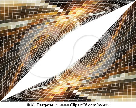 Royalty-Free (RF) Clipart Illustration of a Brown Abstract Mosaic Curve Background With White Space by KJ Pargeter