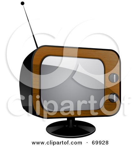 Royalty-Free (RF) Clipart Illustration of a Retro Wood Veneer Television Set by elaineitalia