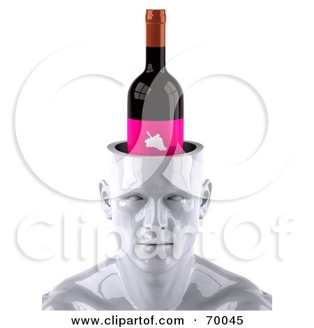 70045-Royalty-Free-RF-Clipart-Illustration-Of-A-3d-White-Male-Head-Character-With-A-Pink-Wine-Bottle.jpg