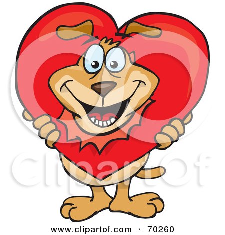Royalty-Free (RF) Clipart Illustration of a Sparkey Dog Breaking His Head Through A Heart by Dennis Holmes Designs