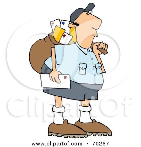 Royalty-Free (RF) Clipart Illustration of a Mail Man Carrying A Bag by djart